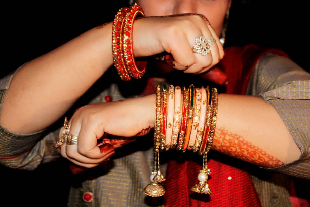 istock Pretty women showing bangle in front of the camera 1182883575