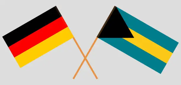Vector illustration of Bahamas and Germany. Crossed Bahamian and German flags