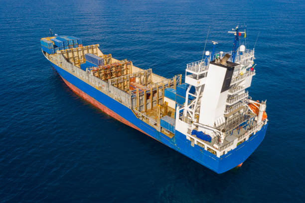 istock Aerial image of a Feeder type Container Ship 1182886258