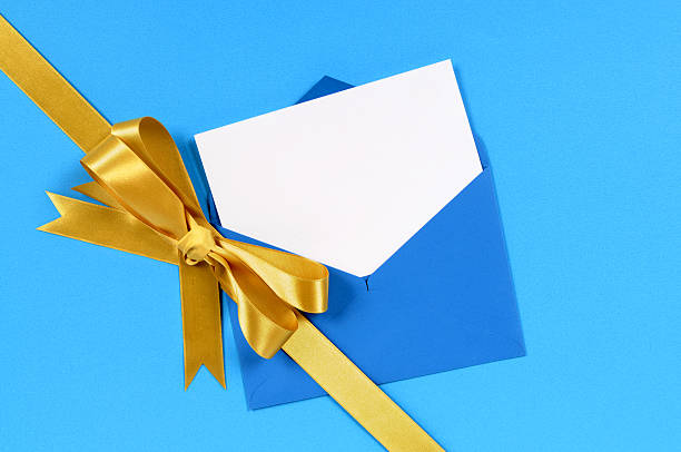 istock Blue and gold gift with blank greetings card 118288642