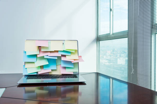 istock Laptop screen full of adhesive notes 1182886498