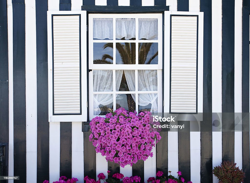 Typical Colored Window of &quot;Costa Nova do Prado&quot;, Portugal  Aveiro District Stock Photo