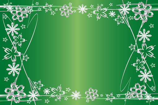 Christmas green background abstract with silver stars
