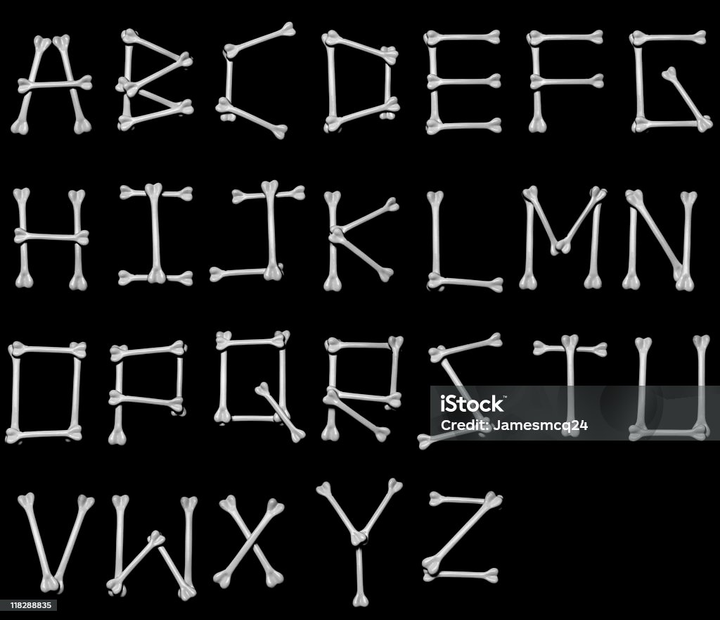 Bone Alphabet (XXXL - Lizenzfrei Maschinenschrift Stock-Foto