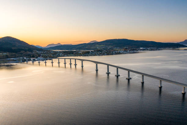 istock Box Girder Bridge over Tresfjord in Norway at Sunset 1182889424