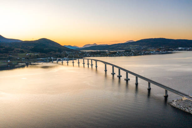 istock Box Girder Bridge over Tresfjord in Norway at Sunset 1182889846
