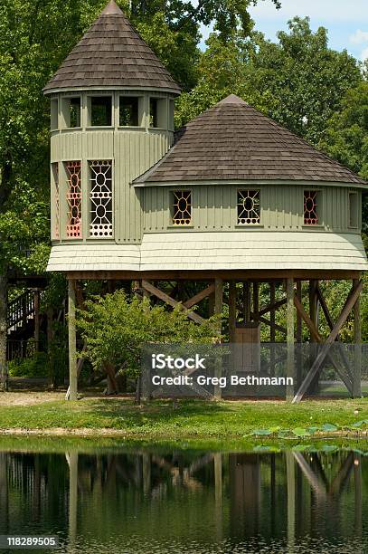 Treehouse Over Pond Stock Photo - Download Image Now - Ornate, Tree House, Child