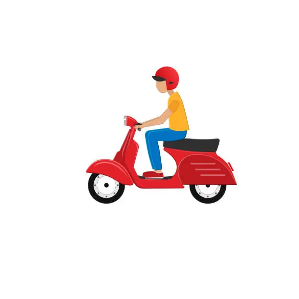 Vector illustration of Motor scooter with driver