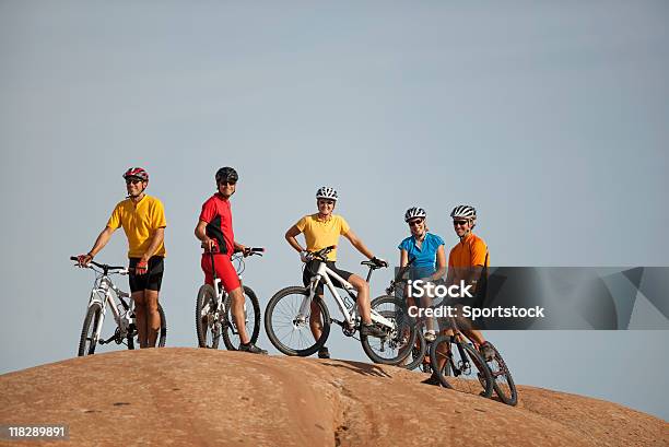 Group Of Mountain Bikers On Slickrock Trail In Moab Utah Stock Photo - Download Image Now