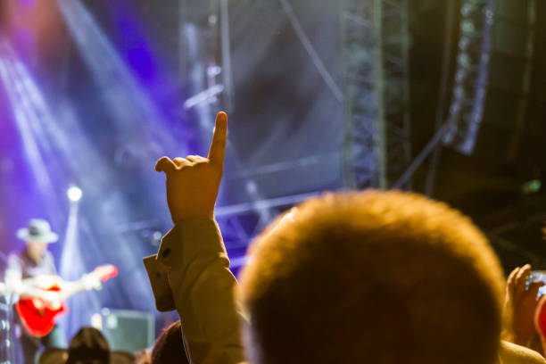 istock Concert arena with fans clapping 1182901602