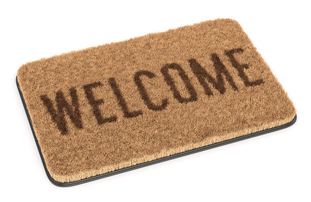 istock Brown welcome coir doormat isolated on white 1182901651