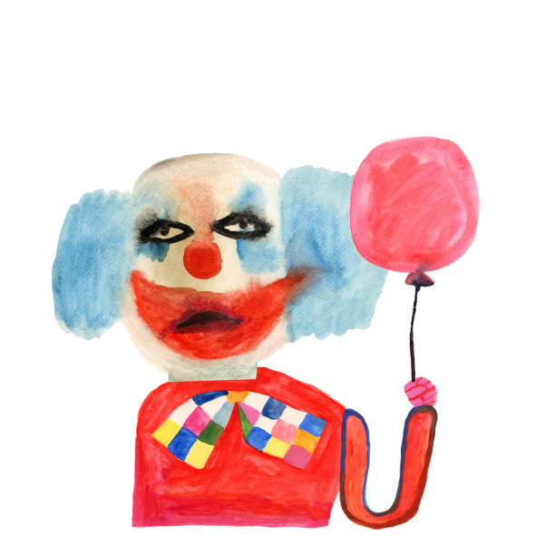 istock Clown with balloon watercolour painting 1182907956
