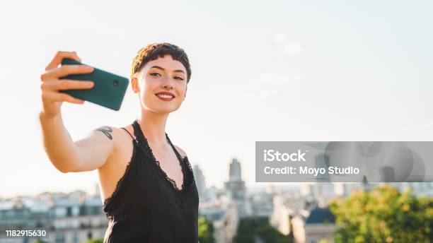 Yep This Is Me In Paris Stock Photo - Download Image Now - Lifestyles, Selfie, 20-29 Years