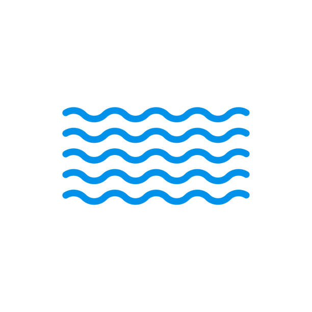 illustrations, cliparts, dessins animés et icônes de icône de vague. symbole d'eau. signe de contour de mer et d'océan. illustration de vecteur. - 6729