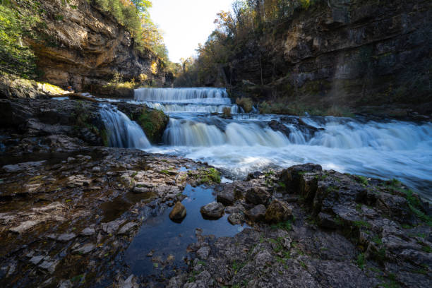 istock Waterfall at Willow River State Park in Hudson Wisconsin in fall.  Daytime long exposure 1182917680