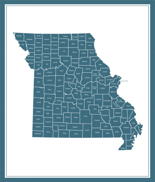 illustrations, cliparts, dessins animés et icônes de carte des comtés du missouri imprimable - clayton