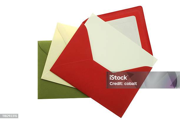 Envelopes Com Cartão - Fotografias de stock e mais imagens de Branco - Branco, Cartão de Saudações, Cor verde