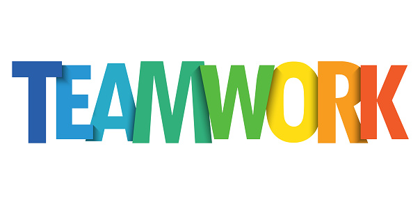 TEAMWORK colorful gradient vector typography banner