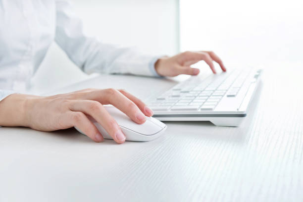 istock Businesswoman hand on computer keyboard 1182927164