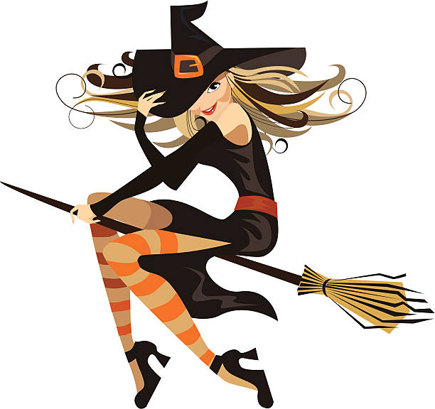 witch vector art illustration