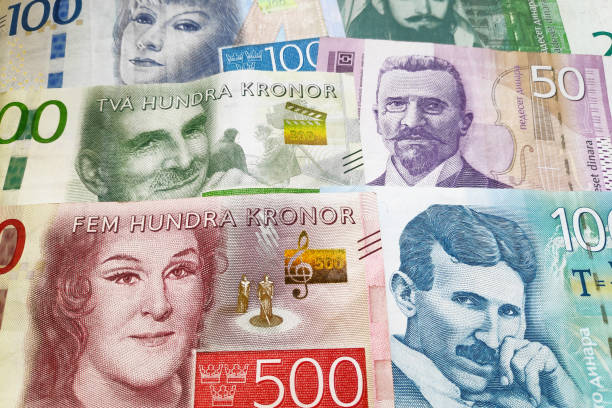 istock Stack of Swedish krona & Serbian Dinar 1182928572