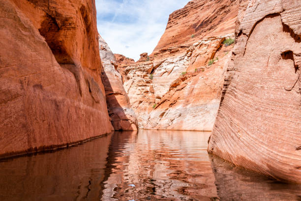 istock Lake Powell narrow antelope canyon with reflection on water surface and rock formations with nobody desert landscape view 1182930663