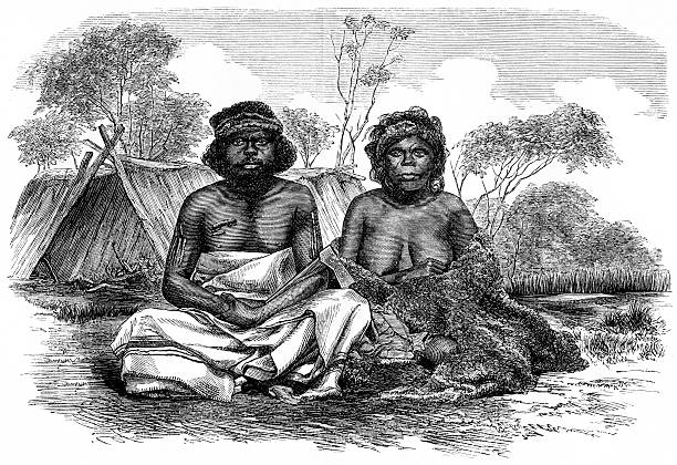 australia australasiatischer volksstamm para, około 70. xix wieku - aboriginal stock illustrations