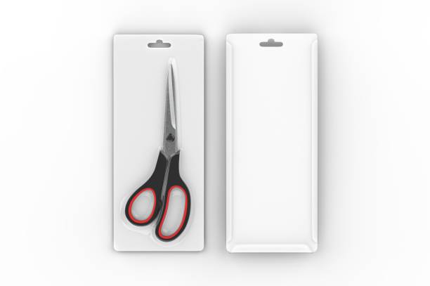 Blank Heat seal plastic scissors packaging for branding. 3d illustration.