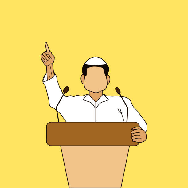 ilustraciones, imágenes clip art, dibujos animados e iconos de stock de político indio en la ilustración de la campaña electoral en imagen vectorial - politician