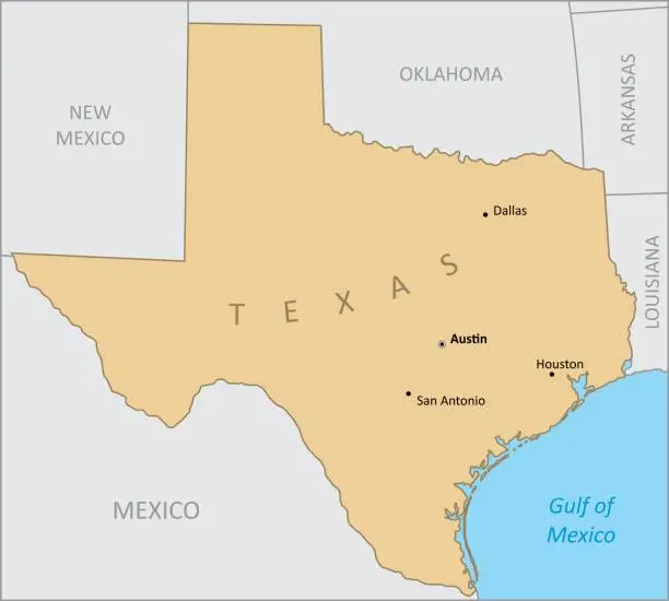 Vector illustration of Texas region map