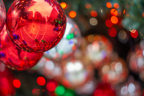 istock Christmas ornament on the Christmas tree with bokeh background 1182934965