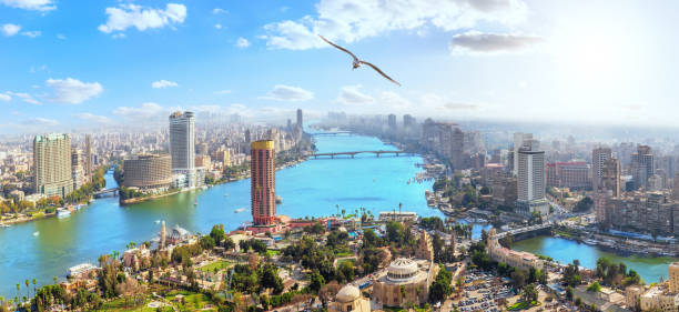 istock Modern Cairo downtown, view on the Nile from the TV Tower, Egypt 1182938213