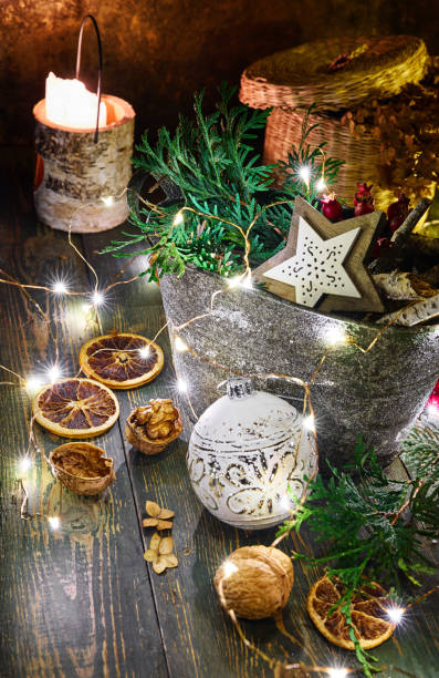 istock Christmas holiday decoration with shining star 1182939183