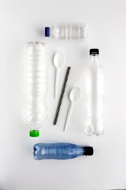 istock Plastic bottles to recycle. Knolling concept 1182941197
