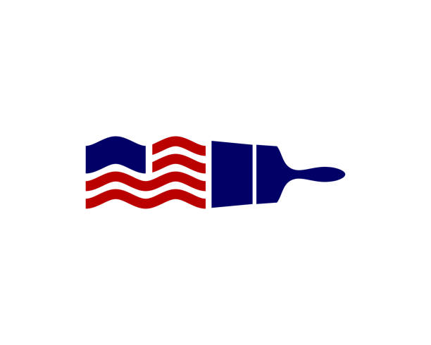 Flag Paint Brush Paint brush painting usa flag american flag house stock illustrations