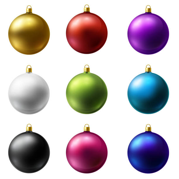 istock Realistic Christmas Holiday Balls isolated on a white background. Matted glass. 1182957560