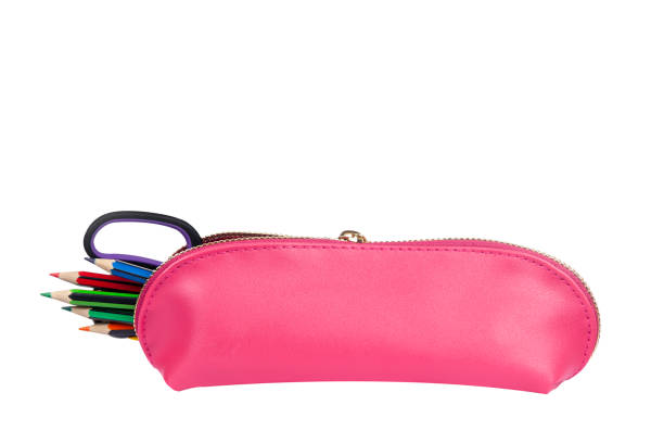 istock Pink pencil case with pencils protruding 1182958114