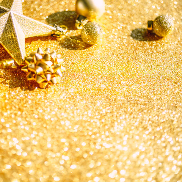 istock Christmas composition with golden decoration 1182958154