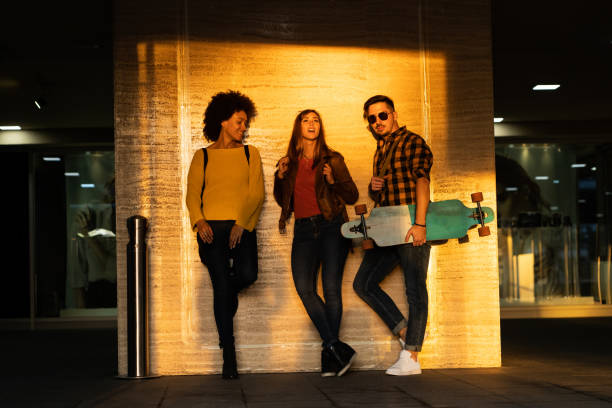istock Young friends posing on walking zone 1182958249