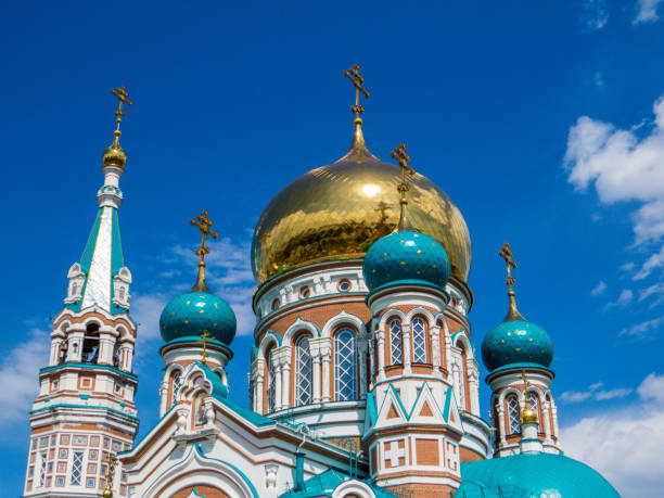 View of the Assumption Cathedral in Omsk, Siberia, Russia