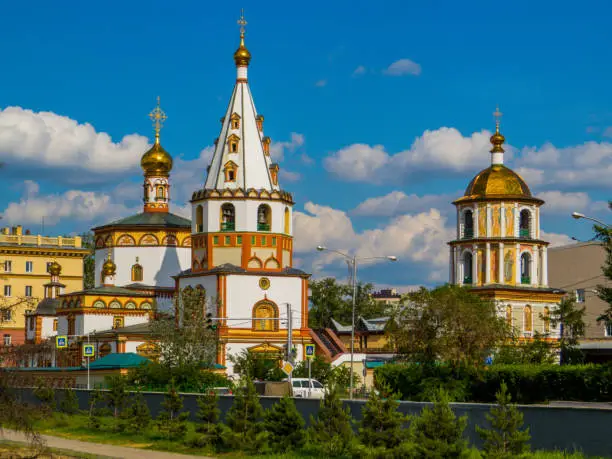 View of the Cathedral of the Epiphany in Irkutsk, Siberia, eastern Russia