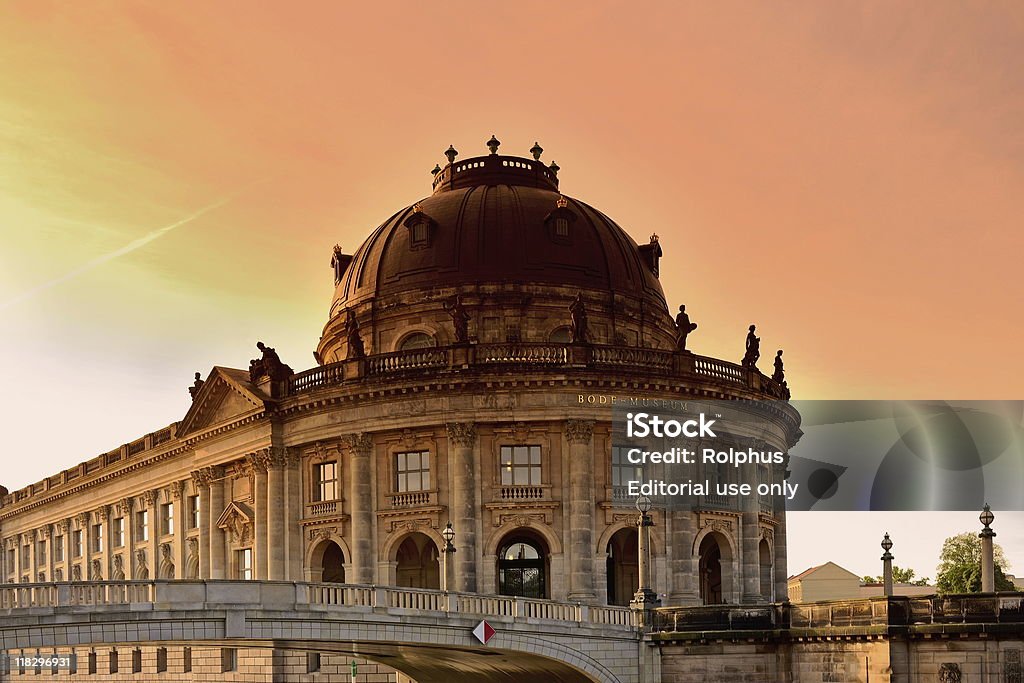 Berlin Bode Museum Front Island Sunset  Architectural Dome Stock Photo