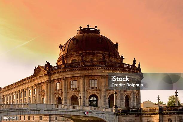 Berlin Bode Museum Front Island Sunset Stock Photo - Download Image Now - Architectural Dome, Architecture, Art Product