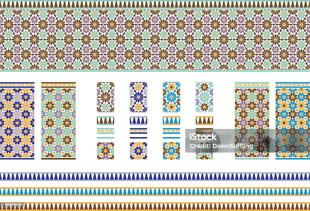 Набор испанской/марокканской плитки - Векторная графика Марокко роялти-фри