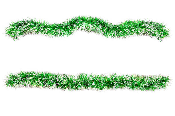 istock Christmas green tinsel for decoration. White isolate 1182971036