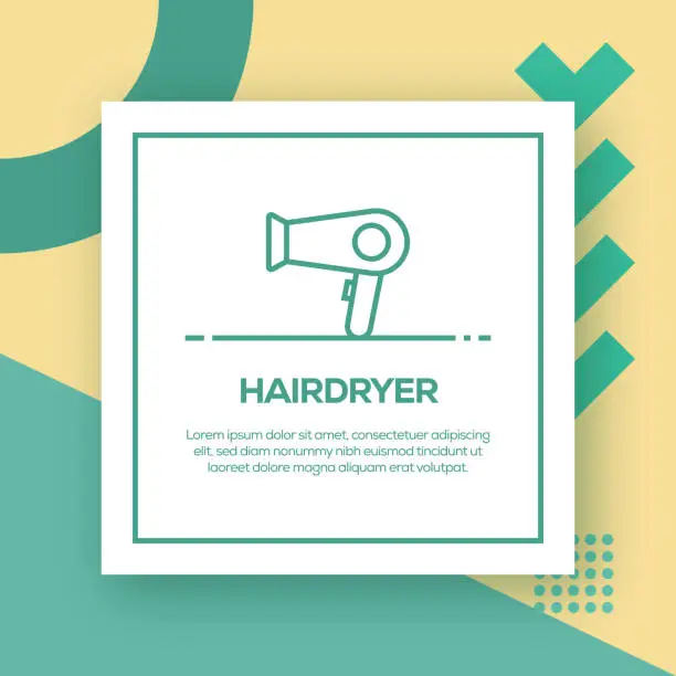 Vector illustration of Hairdryer Vector Line Icon - Simple Thin Line Icon, Premium Quality Design Element