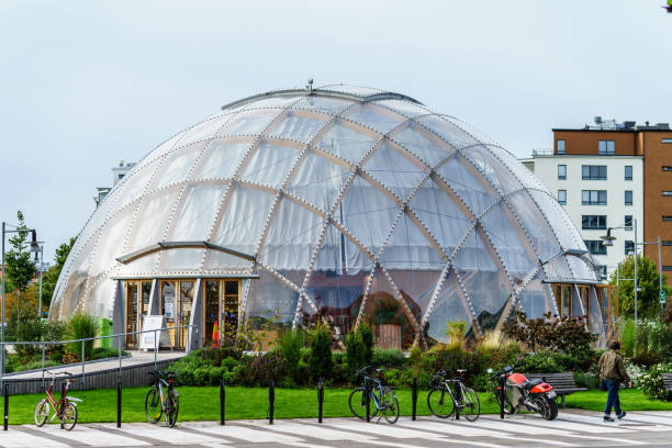 "dome of visions" al lindholmen science park di göteborg - library education sweden construction foto e immagini stock
