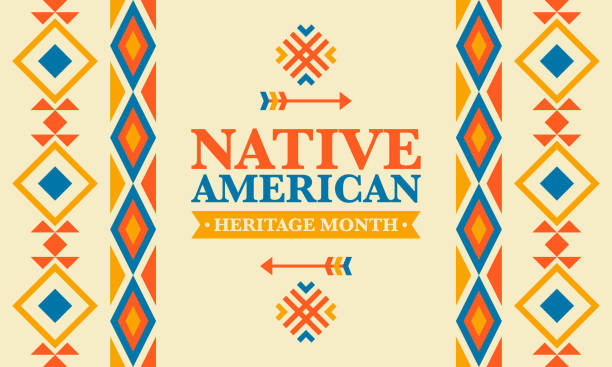 11 월에 아메리카 원주민 유산의 달. 아메리칸 인디언 문화. 미국에서 매년 축하합니다. 전통 무늬. 포스터, 카드, 배너 및 배경. 벡터 장식, 일러스트레이션 - pride month stock illustrations