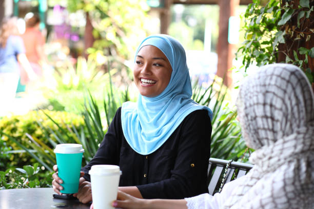 istock Middle Eastern Women Having Coffee Happy 1182980536