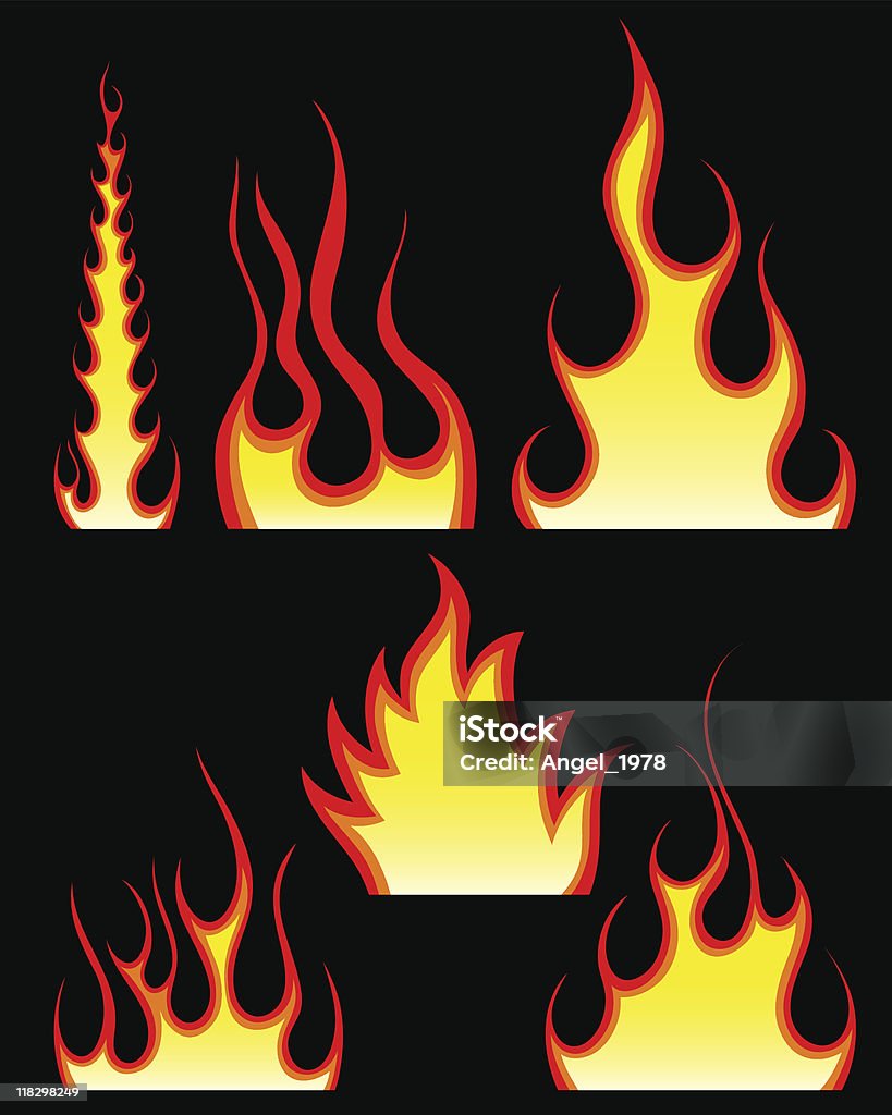 Conjunto de patrones de incendios - arte vectorial de Abstracto libre de derechos